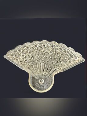 Vintage Anchor Hocking Fan-Shaped Pressed Glass Dish / Serving